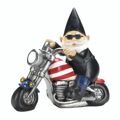 ACTIFO BIKER GNOME SOLAR GARDEN STATUE - MULTICOLOR