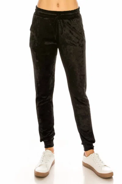 ACTIVE USA CRUSHED VELVET JOGGER IN BLACK