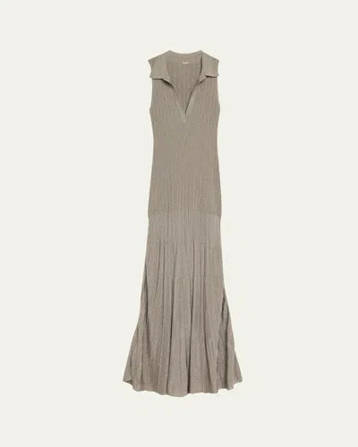 ADAM LIPPES TASHI METALLIC RIBBED MAXI DRESS