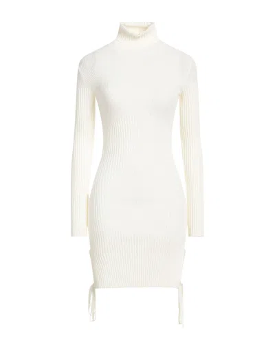 ADAMO ANDREA ADAMO ANDREĀDAMO WOMAN MINI DRESS IVORY SIZE M VISCOSE, POLYESTER, POLYAMIDE, ELASTANE