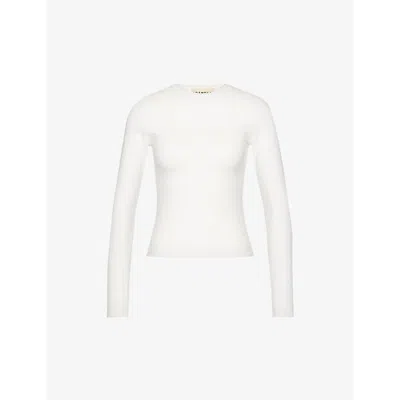 ADANOLA WOMENS ADANOLA SLIM-FIT BRAND-EMBROIDERED STRETCH-COTTON TOP