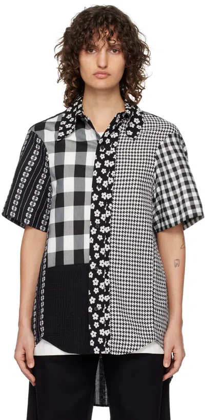 ADER ERROR BLACK & WHITE PANELED SHIRT