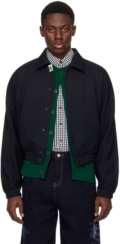 ADER ERROR NAVY PRESS-STUD JACKET
