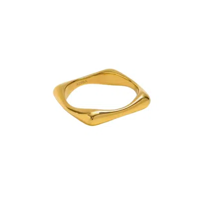 ADIBA WOMEN'S GOLD PLAIN MINAMILIST SQUARE STAINLESS STEEL RING