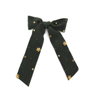 ADIBA WOMEN'S GREEN ZINNIA HANDMADE BARRETTE