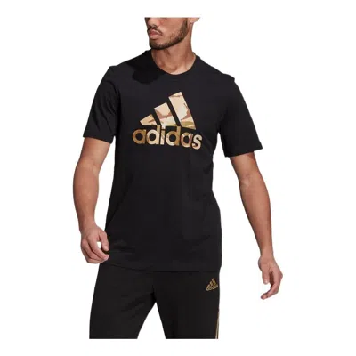 ADIDAS ORIGINALS adidas Alphabet Large Logo Printing Round Neck Pullover Sports Short Sleeve Black