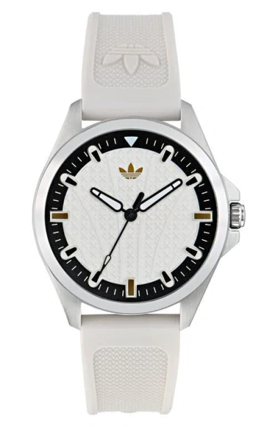ADIDAS ORIGINALS ADIDAS AO FASHION ICONIC ONE WHITE SILICONE STRAP WATCH, 40MM