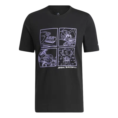 ADIDAS ORIGINALS adidas Cartoon Pattern Basketball Sports Pullover Short Sleeve Black