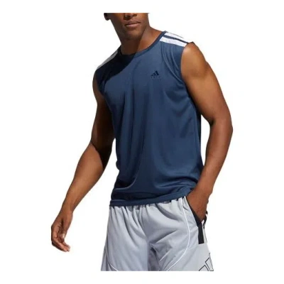 ADIDAS ORIGINALS adidas Casual Round Neck Pullover Alphabet Printing Basketball Sports Vest Navy Blue / White