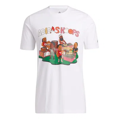 ADIDAS ORIGINALS adidas CHINA S1 Tee Basketball Cartoon Printing Casual Sports Short Sleeve White