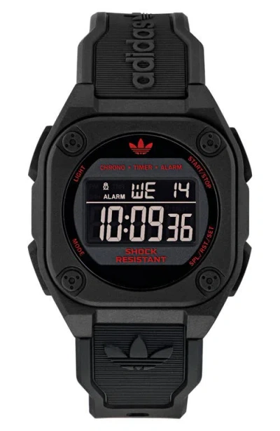 ADIDAS ORIGINALS ADIDAS CITY TECH 4 SILICONE STRAP WATCH, 42MM
