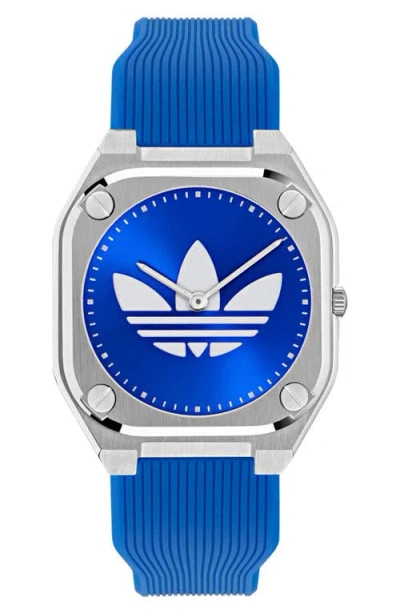 ADIDAS ORIGINALS ADIDAS CITY TECH BLUE THIN SILICONE STRAP WATCH, 39MM