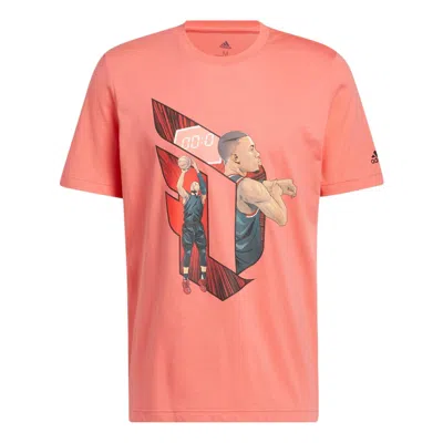 ADIDAS ORIGINALS adidas Dame Casual Basketball Cartoon Character Sports Round Neck Breathable Short Sleeve Pink