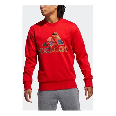 ADIDAS ORIGINALS adidas Large logo Printing Basketball Sports Pullover Red
