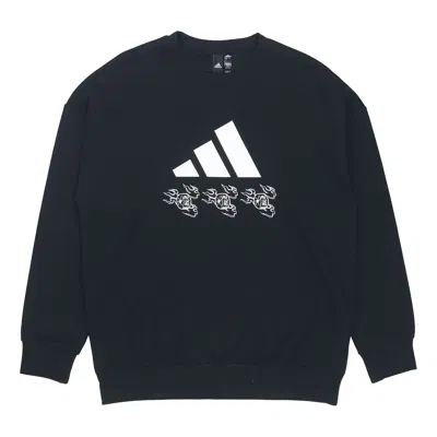 ADIDAS ORIGINALS adidas logo Applique Hooded Round-neck Loose Sweater Men Black