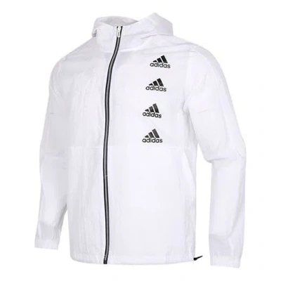 ADIDAS ORIGINALS adidas Logo Print Woven Hooded Jacket Men's White