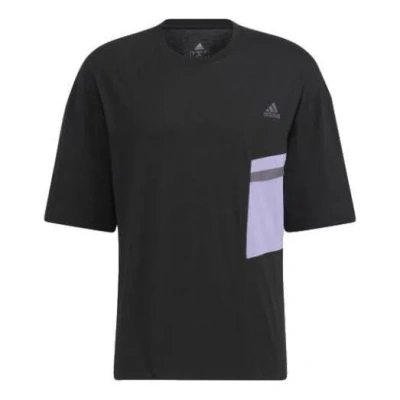 ADIDAS ORIGINALS adidas Logo Splicing Round Neck Pullover Short Sleeve Unisex Black T-Shirt