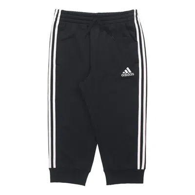 ADIDAS ORIGINALS adidas M 3s Ft Tc 34pt Logo Embroidered Stripe Knit Bundle Feet Cropped Pants Black