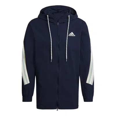 ADIDAS ORIGINALS adidas M 3s Tape Jkt Colorblock Casual Sports Hooded Jacket Navy Blue