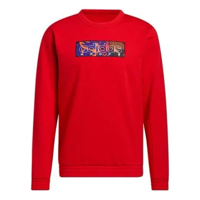 ADIDAS ORIGINALS adidas Mic Gfx Crew New Year's Edition Basketball Sports Fleece Lined Round Neck Pullover Red