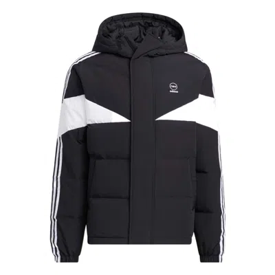 ADIDAS ORIGINALS adidas Neo Cb Down Puff Colorblock Stripe Sports hooded With Down Feather Jackets 'Black'