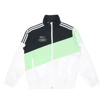 ADIDAS ORIGINALS adidas neo Colorblock Zipper Stand Collar Sports Jacket Black Green Colorblock