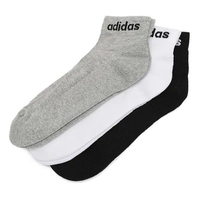 ADIDAS ORIGINALS adidas neo Hc Ankle 3pp Logo Athleisure Casual Sports Socks 3 Pairs Black / White / Gray