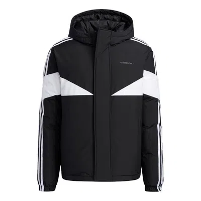 ADIDAS ORIGINALS adidas neo M Cb Down Puff Colorblock Stripe Sports hooded With Down Feather Jacket Black