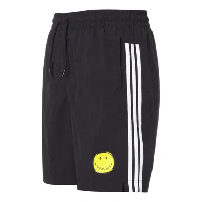 ADIDAS ORIGINALS adidas neo M Smly Shorts Smiling Face Printing Stripe Sports Black