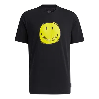 ADIDAS ORIGINALS adidas neo M Smly Tee 1 Smiling Face Printing Sports Round Neck Short Sleeve Black