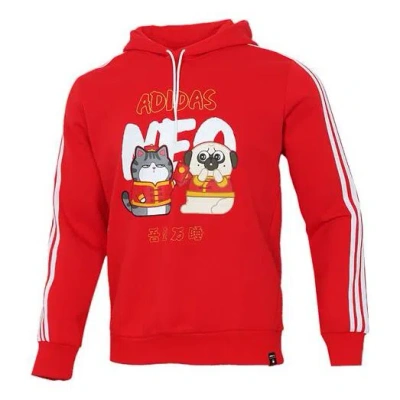 ADIDAS ORIGINALS adidas neo x Crossover M Cny Ww Hdy Cartoon Printing Sports Pullover New Year's Edition Red