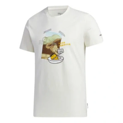 ADIDAS ORIGINALS adidas neo x M GDTM Tee Yellow Crossover Printing Round Neck Sports Short Sleeve White