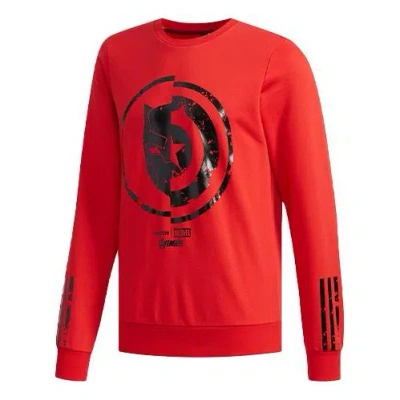 ADIDAS ORIGINALS adidas neo x MARVEL Crossover logo Printing Casual Sports Pullover Round Neck Red