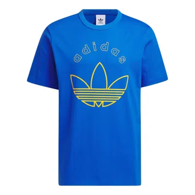 ADIDAS ORIGINALS adidas Original Logo Printed T-Shirt Asia Sizing 'Blue Yellow'