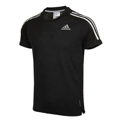 ADIDAS ORIGINALS adidas Own the Run Tee Sports Training Stripe Round Neck Short Sleeve Black