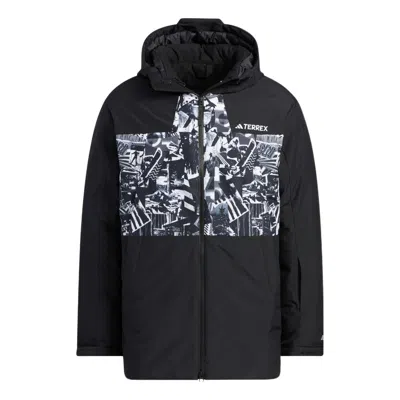 ADIDAS ORIGINALS adidas Pattern Printing Hooded Down Jacket Men's Black