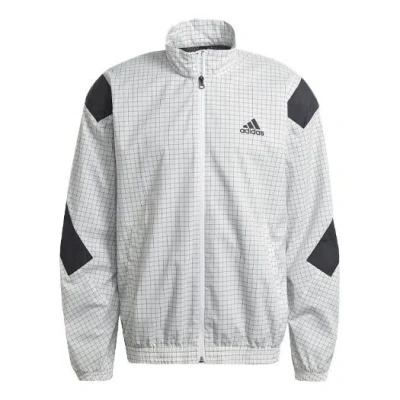 ADIDAS ORIGINALS adidas Plaid Pattern Loose Zipper Jacket White