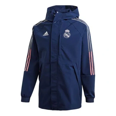ADIDAS ORIGINALS adidas REAL TRAVEL JKT Real Madrid Soccer/Football Sports Hooded Jacket Deep Blue