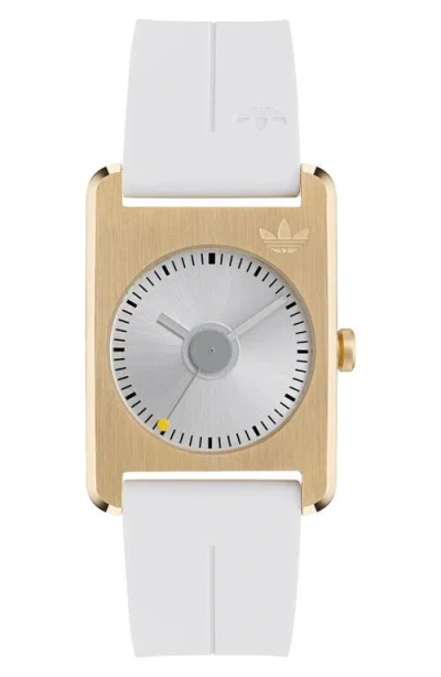 ADIDAS ORIGINALS ADIDAS RECTANGULAR DIAL SILICONE STRAP WATCH, 31MM