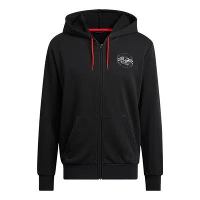 ADIDAS ORIGINALS adidas Sleeve Side Alphabet Basketball Sports Hooded Jacket Men's Black