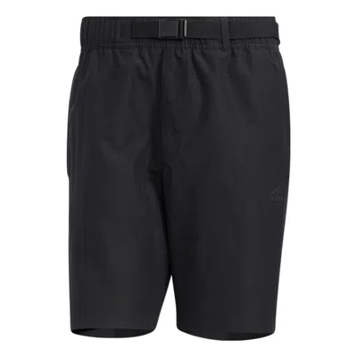 ADIDAS ORIGINALS adidas Solid Color Belt Detail Straight Shorts Black