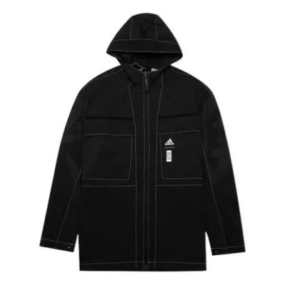 ADIDAS ORIGINALS adidas Solid Color Full-Zip Hooded Jacket Black