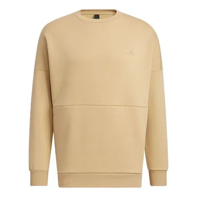 ADIDAS ORIGINALS adidas Solid Color Logo Embroidered Casual Round Neck Pullover Unisex Khaki