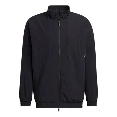 ADIDAS ORIGINALS adidas Solid Color Minimalistic Alphabet Printing Casual Sports Stand Collar Woven Unisex Black Jack