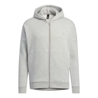 ADIDAS ORIGINALS adidas Solid Color Minimalistic Alphabet Printing Zipper Cardigan Jacket Gray