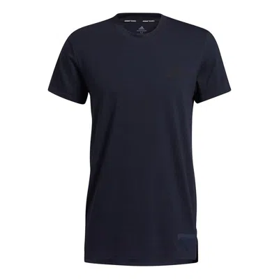 ADIDAS ORIGINALS adidas Stu Tech Tee Pure Color Training Sports Short-sleeved Blue