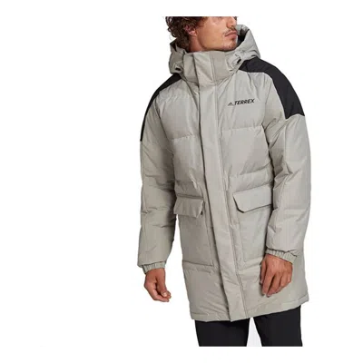 ADIDAS ORIGINALS adidas terrex Colorblock Outdoor mid-length hooded down Jacket Couple Style Gray