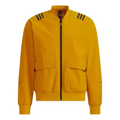 ADIDAS ORIGINALS adidas Th Wv Bomb Jkt Stripe Printing Sports Jacket Gold Color