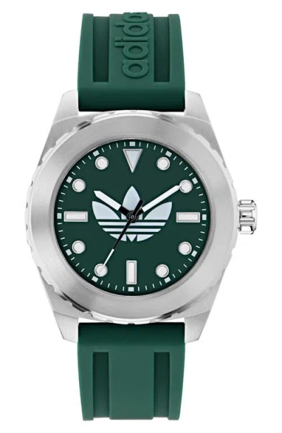 ADIDAS ORIGINALS ADIDAS THE DISCOVERER ONE GREEN SILICONE STRAP WATCH, 44MM