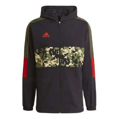 ADIDAS ORIGINALS adidas Tiro Wb Aop Camouflage Printing Splicing Soccer/Football Sports Hooded Jacket Black